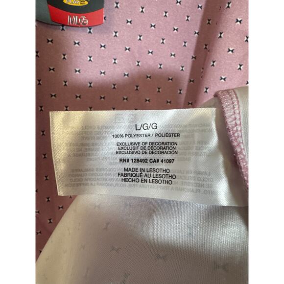 NWT Large Greg Norman ML 75 Play Dry Polo Shirt Mauve, Pink With Navy and White - Picture 6 of 7